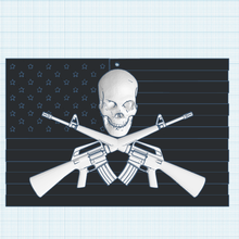 Estados Unidos decoración pared arma m16 m4 ar 15 cráneo bandera hacker 3d print model - Mito3D