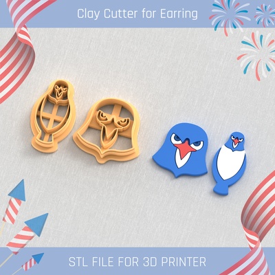 usa independence day clay cutter tools earring 4st july 3d print model - Mito3D
