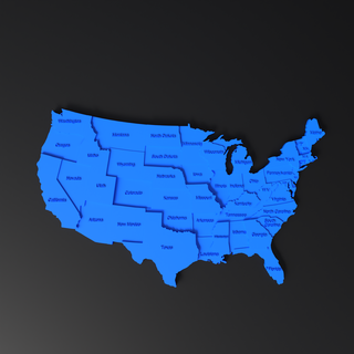 usa map states names easy print support landscape educational us america new york texas california geography 3d print model - Mito3D