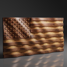 USA wellig Flagge cnc Dateien Holz 3d stl Modell Router streben vcarve Carveco Artcam 3d print model - Mito3D