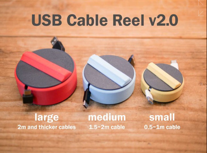 USB cavo bobina organizzatore tangle free portatile compatto gestione viaggio titolare supporto avvolgitore 3D print model - Mito3D