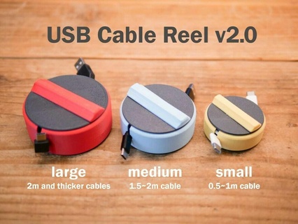 usb cable reel v20 cable cable management cord organizer reel usb usbcable computer technology pc mac  3d print model - Mito3D