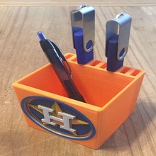 usb pencil holder - houston astros gadget logo 3d print model - Mito3D