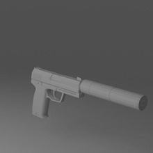 usps pistolet lowpoly 3d print model - Mito3D
