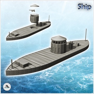 uss monitor 1862 ironclad warship 3 - usa america acw american civil war history historical boat ship craft vessel vehicle scenery wargame miniatures terrain rpg wild old west modern far desperados texas confederate secession union 3d print model - Mito3D