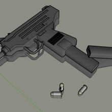uzi machine gun same size shape real thing game guns weapons replica toy collection 3d print model - Mito3D