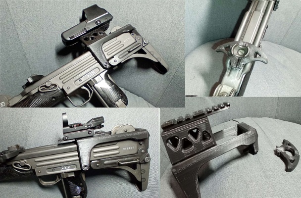 uzi ottica rotaia montare adattatore picatinny tessitore caricamento in corso leva armi militare pistole 3d print model - Mito3D