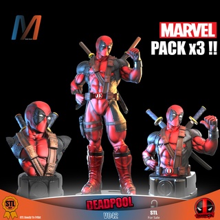 v043 - marvel deadpool x3 pack Art wolverine superman colection fan collection doomsday movies heroes villains hero super custom batman bust art toy 3d print model - Mito3D