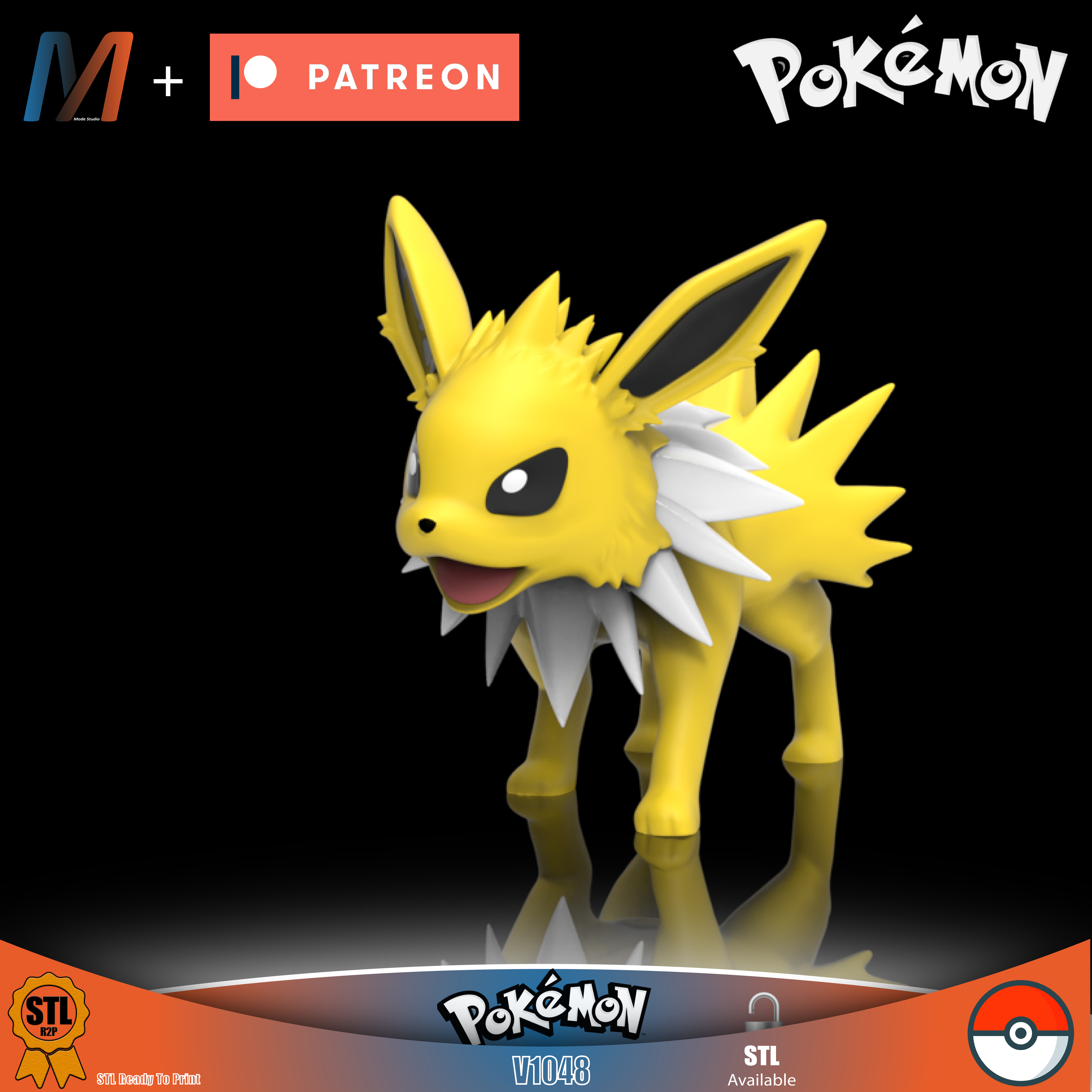 v1048 Pokémon Jolteon Kunst 3d Modelle Pikachu Floreon eevee Venusaurier spritzen Blastoise Kreatur Miniatur Skulptur Metapod Caterpie 3D print model - Mito3D