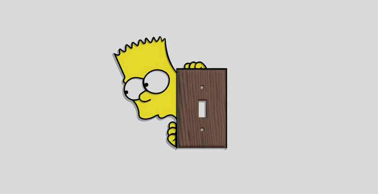 v2 bart simpson interruptor luz cubierta carcasa funda arte simpsons interruptor 3d print model - Mito3D