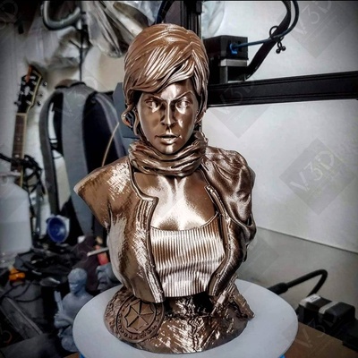 v3d - alice r evil milla jovovich art resident bust statue 3dprint v3dbahia likeness 3d print model - Mito3D