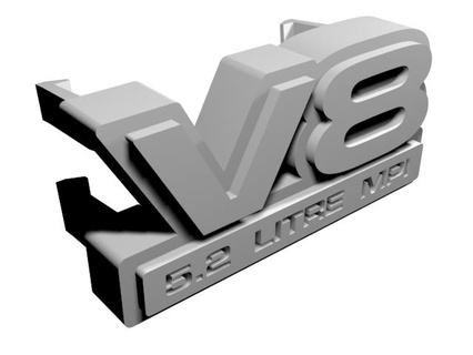 v8 sign grill - jeep grand cherokee zj high poly upgrade 3d print model - Mito3D
