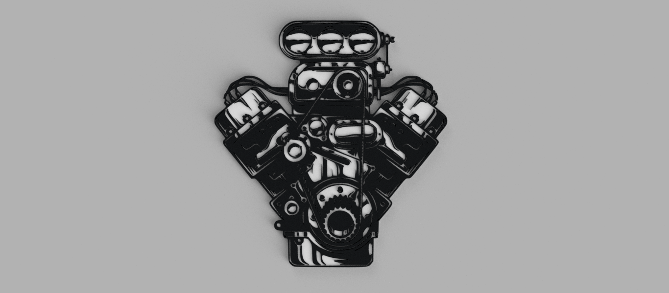 v8 v6 supercharger wall frame engine 3D print model - Mito3D