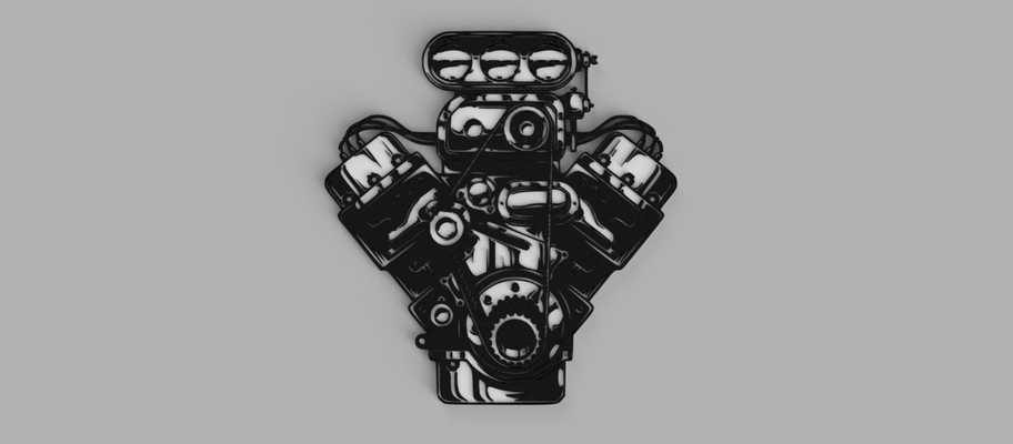 v8 v6 sobrealimentador pared cuadro motor 3d print model - Mito3D