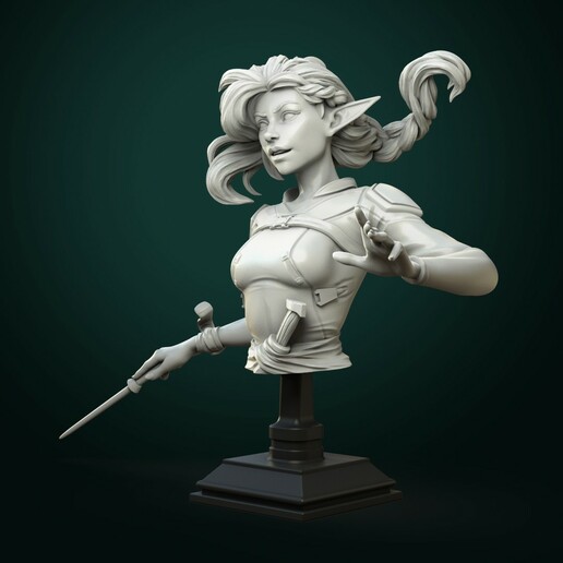 Vaelia arra sorcier buste pre supported Jeu table highdetail modèle miniature dnd 3dprinting 3dprintable sculpture sculpter fantaisie Jeux miniatures ttrpg rpg femelle 3D print model - Mito3D