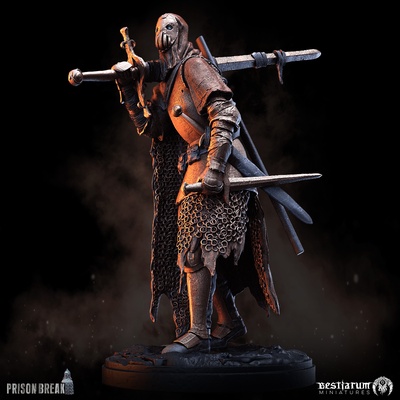 vagabundo cavaleiro jogos herói horror mascarar miniaturas jogador rpg guerra guerreiro personagem pc espada larga 32mm 5e escuro animais fantasia negra figher salmo proibido 3d print model - Mito3D