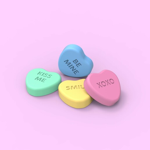 San Valentino caramella cuore giorno carina bacio baci Sorridi 3D print model - Mito3D