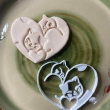 valentine's day cat kitten cookie cutter 3d print model - Mito3D