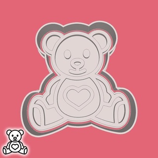 valentine's day cookie cutters - 63 teddy bear heart style 3 3d print model - Mito3D