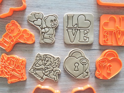 valentine's day cookie cutters love valentines baking kitchen bakery 3d print model - Mito3D