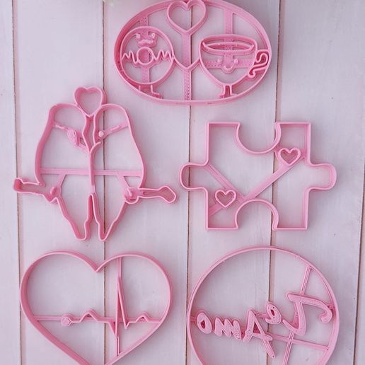 valentine's day cutters pack love cookie cutter cookies 3D print model - Mito3D