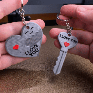 valentine's day heart keychain key rings love chain gift couple objects gif boyfriend girlfriend 3d print model - Mito3D