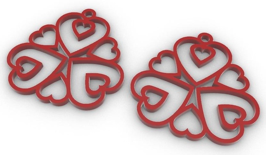 valentine's day ii earrings sanvalentin heart jewelry love 3d print model - Mito3D