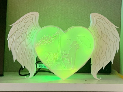 Saint Valentin journée lampe cœur l'amour ailes ange couple Eiffel tour décoration 3d print model - Mito3D