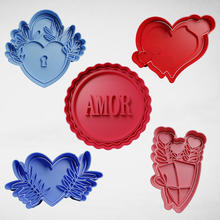 valentine's day x5 cookie cutter cutters stl molds valentines 3d print model - Mito3D