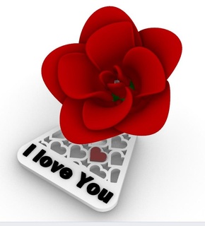 Saint Valentin Rose rose journée amoureux cœurs t'aime 3d print model - Mito3D