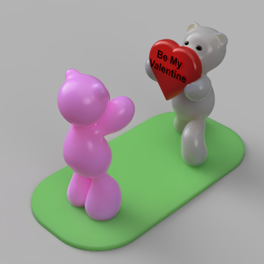 valentine art love scene teddy bear 3D print model - Mito3D