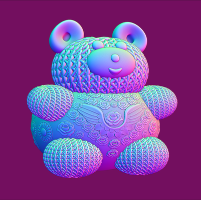 valentine - teddy bear crocheted knitted crochet print in place stuffed animal ornament 3d print model - Mito3D