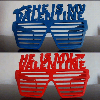 valentine blinds glasses - her&his super easy to print 2024 party east celebration joy heads love 3d print model - Mito3D
