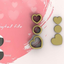valentine combo 3 polymer clay cutter digital stl file 4 sizes 2 versions jewelry heart love 3d print model - Mito3D