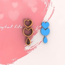 valentine combo 4 polymer clay cutter digital stl file sizes 2 versions jewelry heart love 3d print model - Mito3D