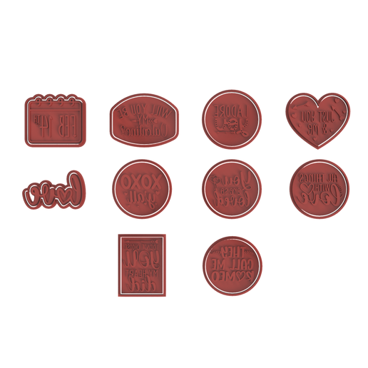 valentine cookie cutter collection 3 love valentine's day celebration happy 3D print model - Mito3D