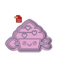 valentine cupcake cookie cutter stamp gadget kawaii valentines day 3d print model - Mito3D