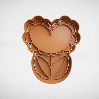 valentine flower cookie cutter cutters stl molds valentine's day valentines 3d print model - Mito3D