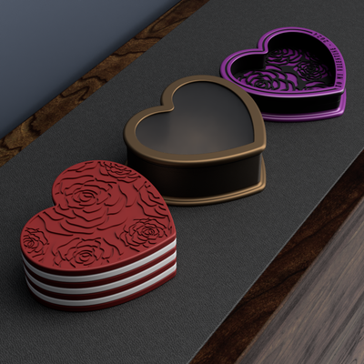 valentine gift boxes - hearts valentines day heart box couple love storage holder container 3d print model - Mito3D