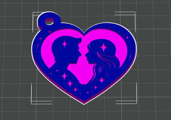 valentine heart keychain valentines couple love printito 3d print model - Mito3D