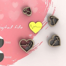 San Valentino battito cardiaco polimero argilla taglierina digitale stl file 4 dimensioni 2 versioni gioielleria cuore amore 3d print model - Mito3D