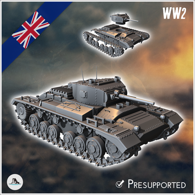valentine mark mk ii infantry tank - uk united ww2 kingdom british england army western normandy africa bulge wwii d-day scenery vehicle military combat armor armored fighting wargame miniatures britain second world war flames command great allies london brit 3d print model - Mito3D