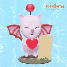 valentine moogle final fantasy art cute love heart gaming toy videogames 3d print model - Mito3D
