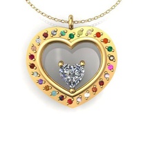 valentine pendant jewelry circle free gold kids neckless heart 3d print model - Mito3D