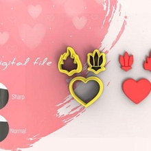 valentine sacred heart polymer clay cutter digital stl file 4 sizes 2 versions jewelry love 3d print model - Mito3D