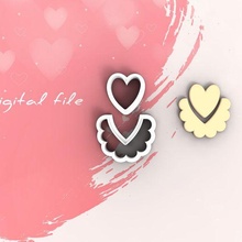 valentine scalloped rainbow heart polymer clay cutter digital stl file 4 sizes 2 versions jewelry love 3d print model - Mito3D