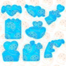 namorados biscoito cortador conjunto 8 carimbo biscoitos cortadores cupido festa feriado 3d print model - Mito3D