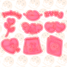 San Valentino giorno biscotto taglierina impostato 9 francobollo biscotti frese Cupido festa vacanza 3d print model - Mito3D
