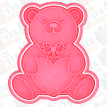 valentines day teddy cookie cutter set stamp cookies cutters holiday party heart bear 3d print model - Mito3D