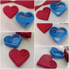 valentines heart +1 imprint clay cutter jewelry cutters cookie earring fondant love 3d print model - Mito3D